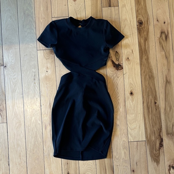 Express Black Ribbed Dress - Picture 1 of 3